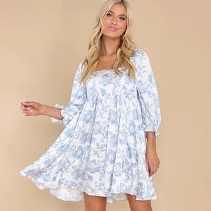 Petal and Pup Blue and White flowy dress